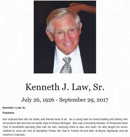 Pinebrook Swim Club - 2017 Death Notice Of Founding Member - Abridged
